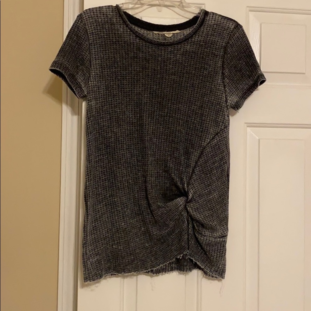 Grey tied shirt